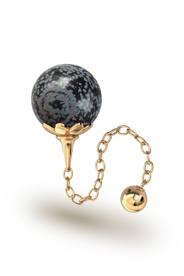 Helena Obsidian Vaginal Ball, Gold