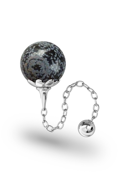 Helena Obsidian Vaginal Ball, Silver