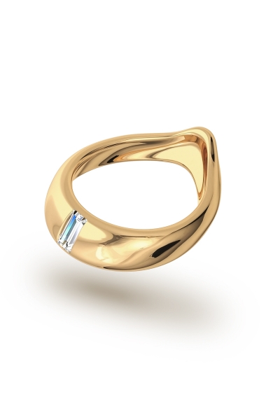 Adonis Baguette Glans Ring, Gold