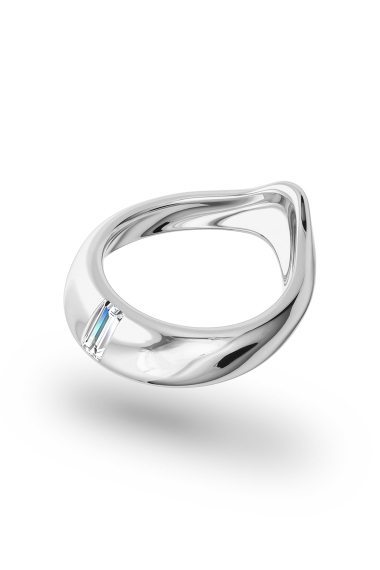 Adonis Baguette Glans Ring, Silver